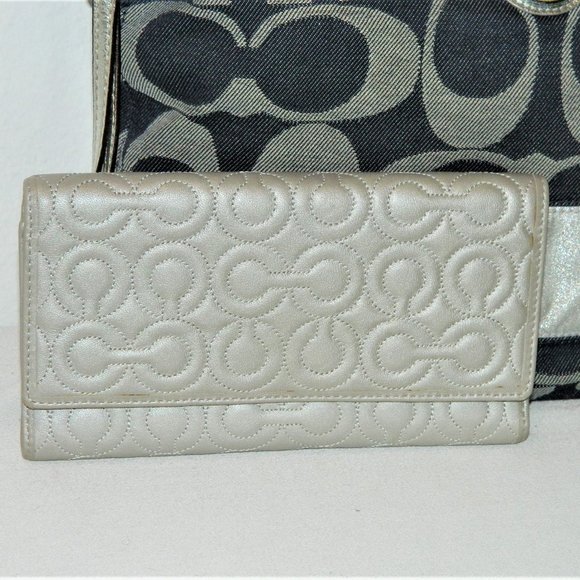 Coach Denim and Silver Zip Tote with Wallet - Picture 10 of 15